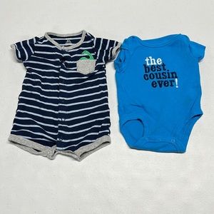 😍 3 for $15 😍 2x Boys Carter’s Onesies sz 3M - Blue